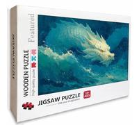 DragóN Puzzle Madera, Azul Puzzle 3000 Piezas Adultos con Compact Box 122x81cm, Rompecabezas Desafiante, DIY Juegos de Rompecabezas Creativos para Hombres Mujeres, Decoración Verano Regalo, F-9726