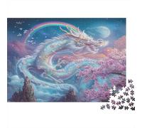 Dragón Puzzles Imposible,desafío for Adults Flores de Cerezo Arco Iris Juego Educativo 1000 Piezas Obra De Arte De Juego De para Adultos Y Niños 1000pcs (75x50cm)
