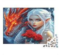 Dragon Queen Fantasy Colourful Elf and Fire Dragon 1000 Pieces Jigsaws Adults The Impossible Challenge Home Activity 38x26cm/1000pcs
