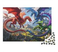 Dragon Queen Puzzles 1000 Piezass Reciclable Material Dragon Battle Mayores Puzzles Juego Educativo Anti-Estrés Parent Child Game Props 52x38cm/1000pcs