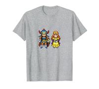 Dragon Quest I & II HD-2D Remake Héroe y Princesa Camiseta, Hombre, Gris Jaspeado, 4XL