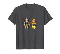 Dragon Quest I & II HD-2D Remake Héroe y Princesa Camiseta, Hombre, Jaspeado Oscuro, XL