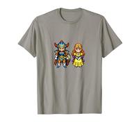 Dragon Quest I & II HD-2D Remake Héroe y Princesa Camiseta, Hombre, Pizarra, XL