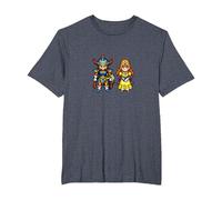 Dragon Quest I & II HD-2D Remake Héroe y Princesa Camiseta, Hombre Tallas Grandes, Azul Jaspeado, 5X Alto