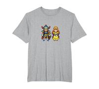 Dragon Quest I & II HD-2D Remake Héroe y Princesa Camiseta, Hombre Tallas Grandes, Gris Jaspeado, 4X Alto