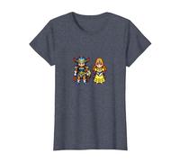 Dragon Quest I & II HD-2D Remake Héroe y Princesa Camiseta, Mujer, Azul Jaspeado, L