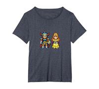 Dragon Quest I & II HD-2D Remake Héroe y Princesa Camiseta, Mujer Tallas Grandes, Azul Jaspeado, 5XL Grande