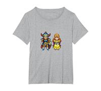 Dragon Quest I & II HD-2D Remake Héroe y Princesa Camiseta, Mujer Tallas Grandes, Gris Jaspeado, 1XL Grande