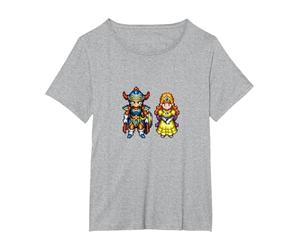 Dragon Quest I & II HD-2D Remake Héroe y Princesa Camiseta, Mujer Tallas Grandes, Gris Jaspeado, 3XL Grande