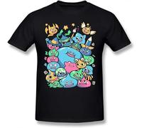Dragon Quest T Shirt Slime Party Funny Beach tee Men Cotton Print O Neck Black XL