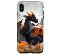 Dragon Reading Books with Fall Pumpkin Fantasy Theme Carcasa para iPhone XS Max