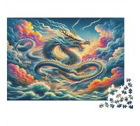 Dragon Recycled Paper for Adults Blue Dragon in Clouds Educational Game Decompression 1000 Pieces 70x50cm 1000pcs