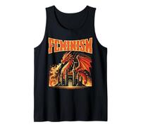 Dragón Respirando Fuego Feminismo Fantasía Mítico Mujer Hombres Camiseta sin Mangas
