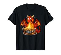 Dragón Respirando Fuego Pasta Chef Cocina Fantasía Camiseta