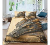 Dragon Resting On Juego de Funda Nordica Juego de 3 Piezas, Library Magic
