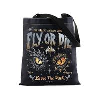 Dragon Rider - Bolsa de mano Onyx Storm Brave The Dark Inspire Bolso de mano Dragon Books para amantes de los libros de dragón, regalo con cita de mosca o muere, The Dark T Uk, INCHES