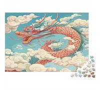 Dragón Riding The Nubes Estilo Caricatura 1000pcs (75x50cm) Puzzle Adecuado para Adultos Y Multitud Mayores De 14 Años