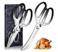 DRAGON RIOT Tijeras Cocina Estables - Pack de 2 Tijeras para Carne de Estilo Japonés, Tijera para Huesos Negras de Acero Inoxidable, Tijera para Aves de Corral Ultra Afiladas