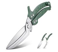 DRAGON RIOT Tijeras de Cocina Verdes, Tijeras para Pollo y Carne Reforzadas | Tijeras Profesionales de Acero Inoxidable para Pollo y Carne, Huesos, Aves, Verduras, Mariscos y Pizza