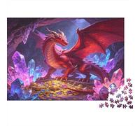 Dragón Rojo Cueva Fantasía Gema Puzzle de 1000 Piezas Puzzle para Adultos Papel Relajante Decoración Familiar Regalo 70x50cm/1000pcs