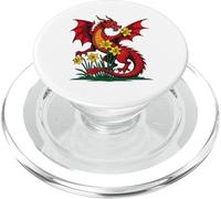Dragón Rojo Entre Narcisos Flores PopSockets PopGrip para MagSafe