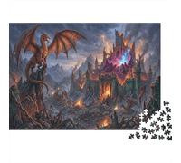 Dragón RojoRompecabezas Premium 1000 Piezas Cartón Castillo Mágico Antistrés Adultos, Entretenimiento Familiar, Regalo Ideal para Hobbyistas 52x38cm/1000pcs