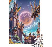 Dragón Set De 1000 Piezas Papel Reciclado Moon Castle Dragón Puzzle Familiar Fácil De Almacenar Aficionados A Los Rompecabezas Atractivo Ocio Casa 70x50cm/1000pcs