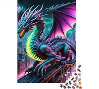 Dragón Set De 1000 Piezas Papel Reciclado Neon City Dragón Puzzle Familiar Aficionados A Los Fácil De Almacenar Actividad De Vinculación Familiar 38x26cm/1000pcs