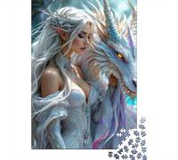 Dragón Set De 1000 Piezas Papel Reciclado White Dragón & Ice Queen Puzzle Familiar Fácil De Almacenar Rompecabezas Atractivo Entretenimiento Fin De Semana 52x38cm/1000pcs