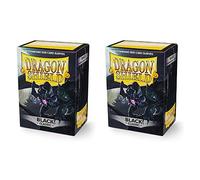 Dragon Shield Classic, Schwarz/Black sobres de papel (2 paquetes, 2 x 100) para TCGs Pokemon MTG Magic