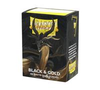 Dragon Shield Dual Matte - Fundas para cartas tamaño estándar, 100 unidades, fundas prémium lisas y resistentes para TCG, compatibles con Pokémon, One Piece y Magic: The Gathering, negro y dorado