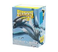 Dragon Shield Dual Matte - Fundas para cartas tamaño estándar, 100 unidades, fundas prémium lisas y resistentes para TCG, compatibles con Pokémon, One Piece y Magic: The Gathering, azul cielo y plata