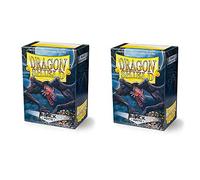 Dragon Shield Mate, Schwarz/Black 200 Titular de la tarjeta, mangas (2 paquetes, 2 x 100) para TCGs Pokemon MTG Magic