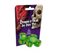 Dragon & Skull Dice Pack Green Glitter by Steve Jackson Games 16mm
