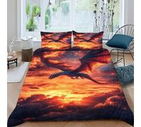 Dragon Sky - Juego de funda de edredón y funda de almohada de microfibra con impresión digital en 3D para todas las estaciones, tamaño King (220 x 240 cm)