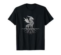 Dragón sobre raíces Viking Nordic Warrior Mitología Camiseta