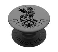 Dragón sobre raíces Viking Nordic Warrior Mitología PopSockets PopGrip Adhesivo