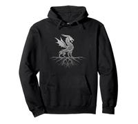 Dragón sobre raíces Viking Nordic Warrior Mitología Sudadera con Capucha