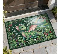 Dragon - Tapete decorativo para puerta de bienvenida, diseño de burbujas de arco iris, color verde veraniego, antideslizante, para el hogar, interior, exterior, entrada, porche, decoración de 29 x 17