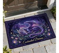 Dragon - Tapete decorativo para puerta de bienvenida, diseño de flores mágicas de luna sin violeta, resistente al deslizamiento, decoración al aire última intervensión, para puerta delantera, entrada