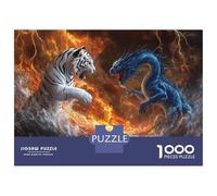 Dragon Tiger Rompecabezas Imposible,desafío for Adults Animal Duel Juego Educativo 1000 Piezas Obra De Arte De Juego De para Adultos, Regalos A Partir De 14 Años 38x26cm/1000pcs