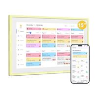 Dragon Touch Calendario digital de pared de 15,6 pulgadas, 1920 x 1080 FHD, Planificador de calendario electrónico con 32GB, Calendario de Escritorio inteligente con Pantalla táctil, Amarillo