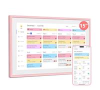 Dragon Touch Calendario digital de pared de 15,6 pulgadas, 1920 x 1080 FHD, Planificador de calendario electrónico con 32GB, Calendario de Escritorio inteligente con Pantalla táctil, Rosa