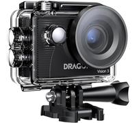 Dragon Touch Cámara de acción Vision 3 - 4K30FPS 20MP cámara subacuática Impermeable 170° Gran Angular WiFi cámara Deportiva con 2 baterías, Control Remoto y Kit de Accesorios de Montaje