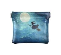 Dragon Treasure Cave - Monedero pequeño de cuero, impermeable, organizador de llaves para mujeres y niñas, Bruja escoba cielo iluminado por la luna, 1 size, Moderno
