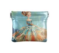 Dragon Treasure Cave - Monedero pequeño de cuero, impermeable, organizador de llaves para mujeres y niñas, Hermoso vestido azul para muñeca, 1 size, Moderno