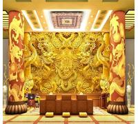 Dragón Tridimensional Con Relieve Dorado Creativo 3D Papel Pintado Pared Fácil Instalación Oficina Sala Estar Sofá Dormitorio TV Fondos Decoración-430cm×300cm
