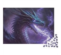 Dragón Trueno Puzzle de 1000 Piezas para Adultos Papel Puzzle para Toda la Familia Escena Relámpago Regalo 38x26cm/1000pcs