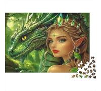 Dragón Verde Fantasía Puzzle para Adultos Puzzle de 1000 Piezas Magia del Bosque Juego de Puzzle 1000 Piezas Relajante Regalo 70x50cm/1000pcs
