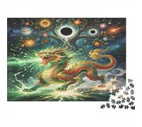 Dragón Verde Mítico Puzzle de 1000 Piezas Puzzle para Adultos Cielo Estrellado Mágico Juego de Puzzle 1000 Piezas Papel Relajante Familia Hogar Regalo 52x38cm/1000pcs